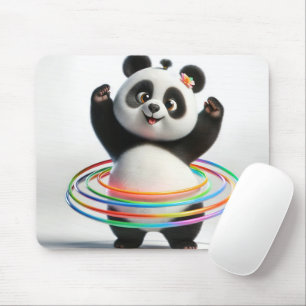 Tapis De Souris Panda Avec Hula Hula Hoops Arc-En-Ciel