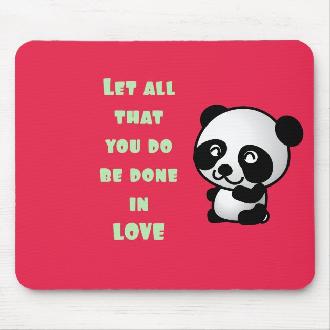 Tapis De Souris Panda avec une citation d'amour inspirationnelle (Devant)