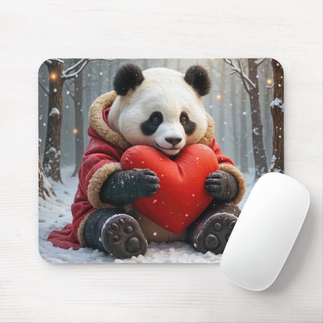 Tapis De Souris Panda Bear frappe un Coussin de coeur (Avec souris)