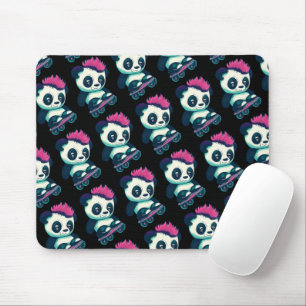 Tapis De Souris Panda bébé mignonne avec mohawk Panda de patinag