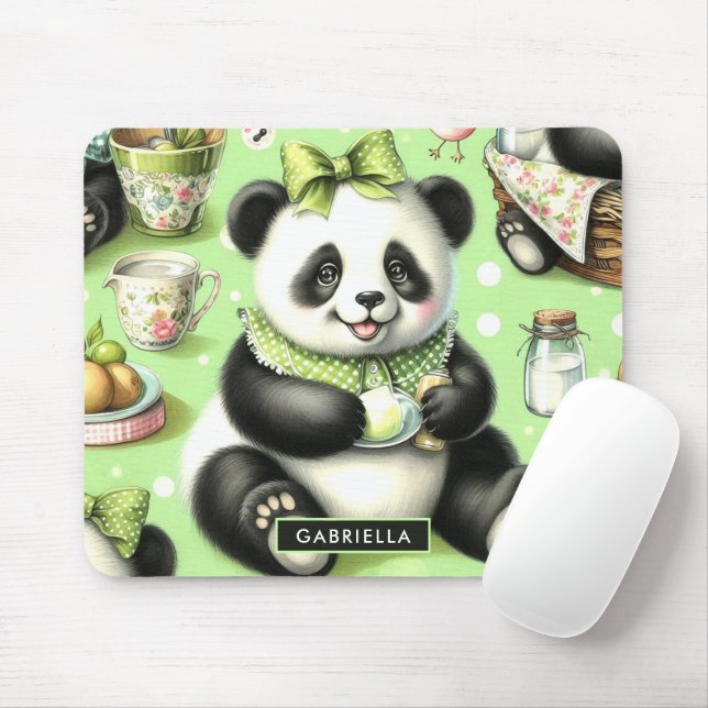 Tapis De Souris Panda bébé mignonne vintage (Avec souris)