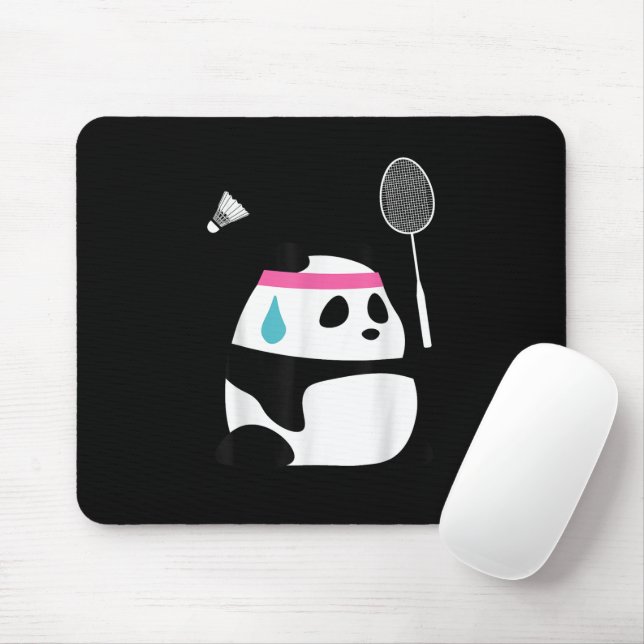 Tapis De Souris Panda de badminton épuisé drôle mignon (Avec souris)