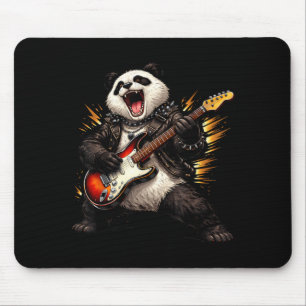 Tapis De Souris Panda Drôle Jouant de la Guitare Rock and Roll pou