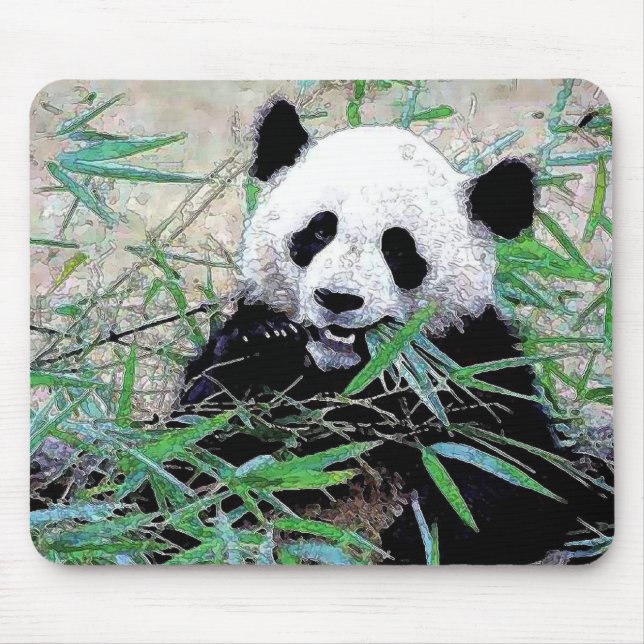 Tapis De Souris Panda Manger Feuilles (Devant)