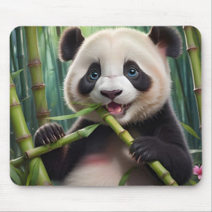 Tapis De Souris Panda Mignon Mangeant du Bambou