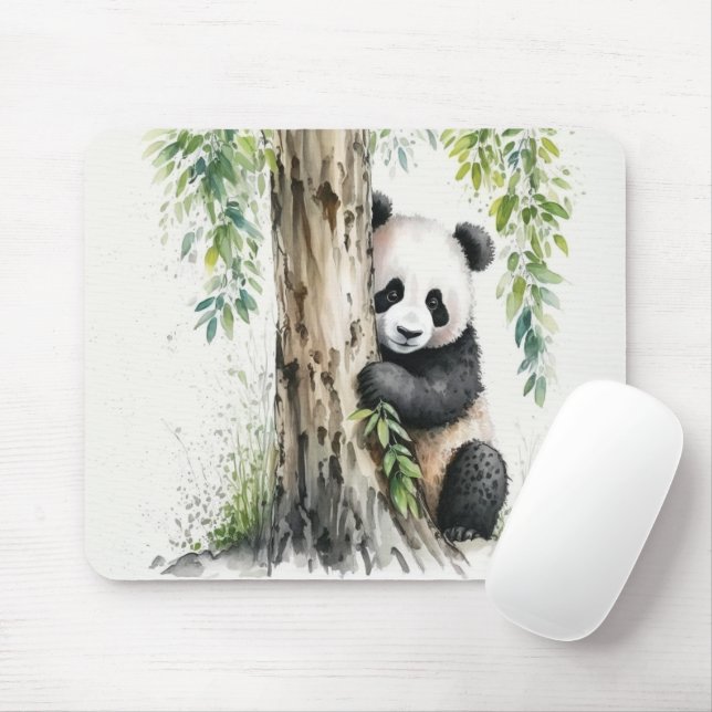Tapis De Souris Panda Ours Par Arbre (Avec souris)