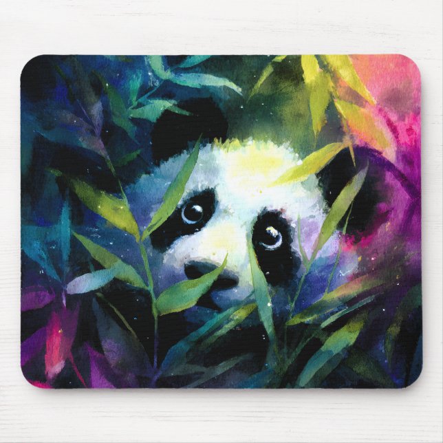 Tapis De Souris Panda Peeking Bamboo Aquarelle (Devant)