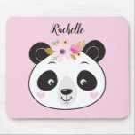 Tapis De Souris Panda Rose Cute Fille Visage Personnalisé<br><div class="desc">Un joli visage de panda fleuri rose orne ce tapis de souris. Personnalisez-le pour en faire le vôtre ! Conçu pour vous par Blackberry Boulevard.</div>