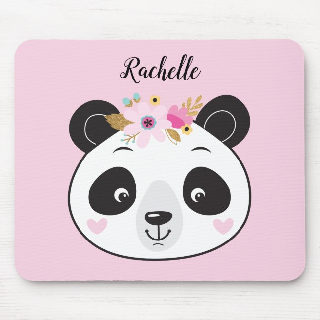 Tapis De Souris Panda Rose Cute Fille Visage Personnalisé (Devant)