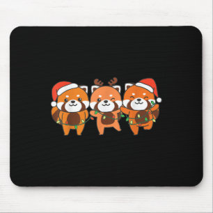Tapis De Souris Panda rouge Noël Animaux mignons Rouge Pan