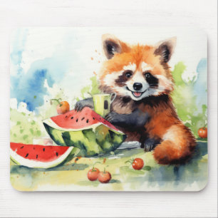 Tapis De Souris Panda Rouge Se Détendre Dans Le Jardin Animal Amus