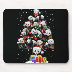 Tapis De Souris Pandas drôles chapeau de Père Noël Ornement d'arbr