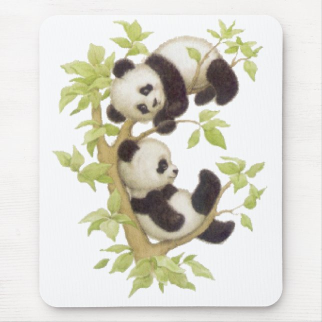 Tapis De Souris Pandas jouant dans un arbre (Devant)