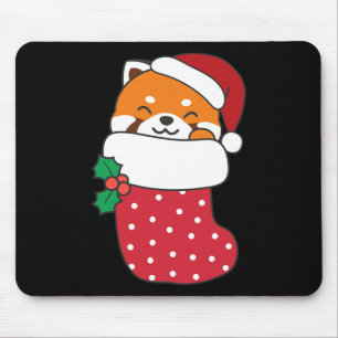 Tapis De Souris Pandas Rouges Dans Les Bas De Noël Pour Noël
