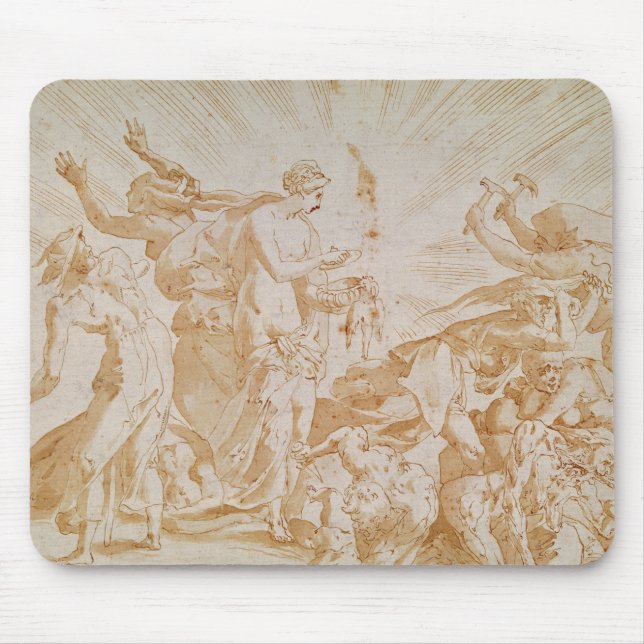 Tapis De Souris Pandore ouvrant la boîte (Devant)