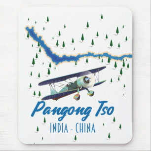 Tapis De Souris Pangong Tso India China map poster.