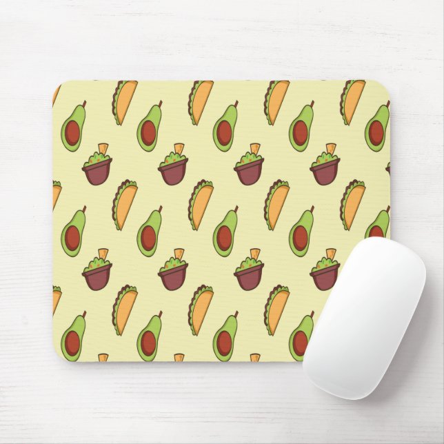Tapis De Souris Panier à souris Carré jaune Taco Avocado (Avec souris)