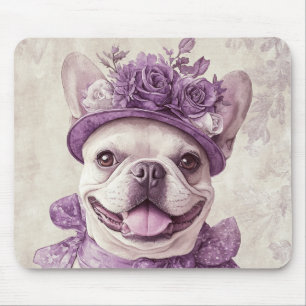 Tapis De Souris Panier à souris floral violet à chien-taureau fran