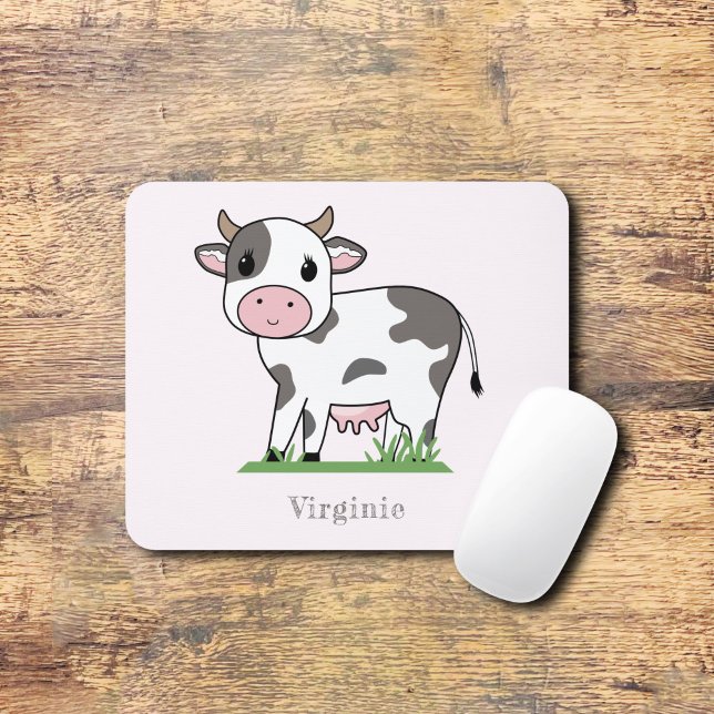 Tapis De Souris Panier à souris rose vache (Cute Cow Pink Mouse Pad)