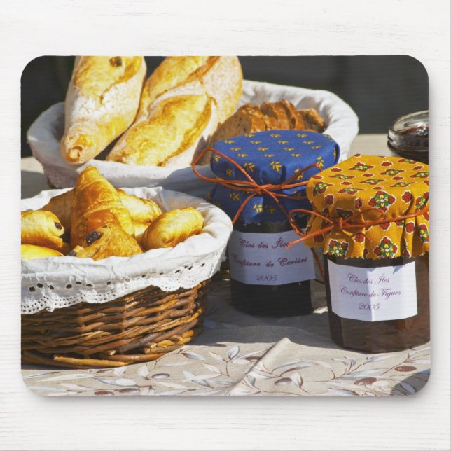 Tapis De Souris Panier avec croissants et pains au chocolat. (Devant)