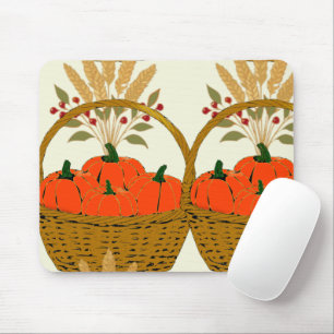 Tapis De Souris 🍂 Panier de Citrouilles et Blé d'Automne