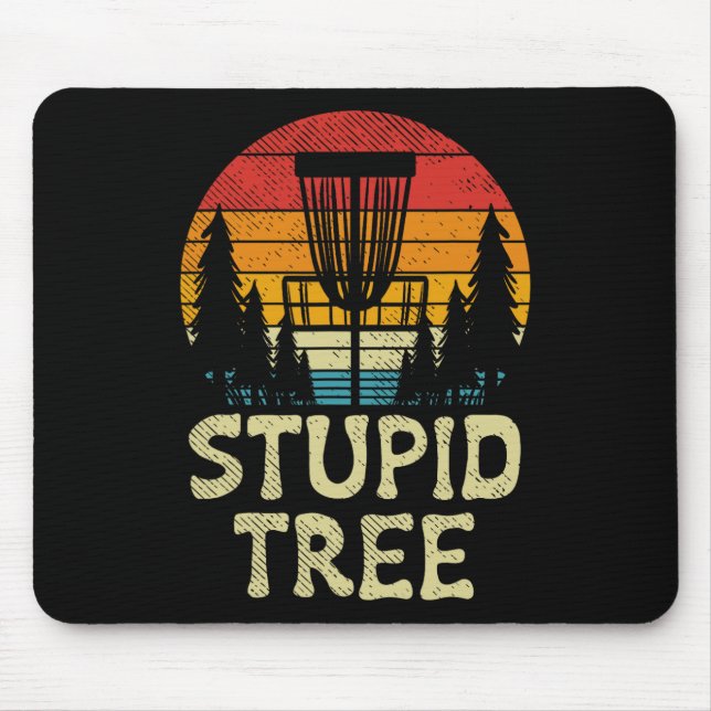 Tapis De Souris Panier de Disc Golf Stupid Tree Rétro Golf de Fris (Devant)