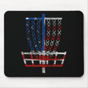 Tapis De Souris Panier de golf à disque drapeau américain cool - Q