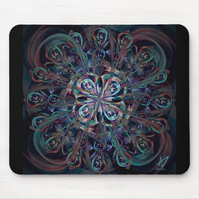 Tapis De Souris Panier de la souris à fleurs de paon (Devant)