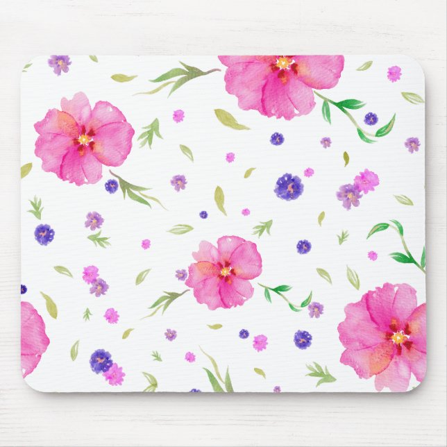 Tapis De Souris Panier de souris à fleurs d'aquarelle - Élégant ca (Devant)