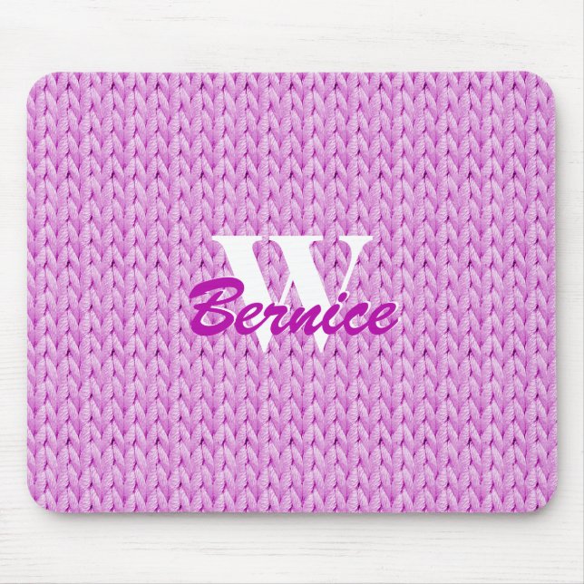 Tapis De Souris Panier de souris à texture rose avec monogramme (Devant)