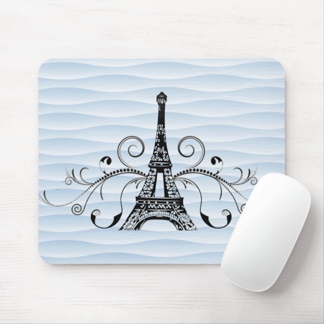 Tapis De Souris Panier de souris bleu Tour Eiffel (Avec souris)