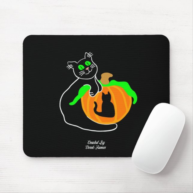 Tapis De Souris Panier de souris Citrouille de chat noir (Avec souris)