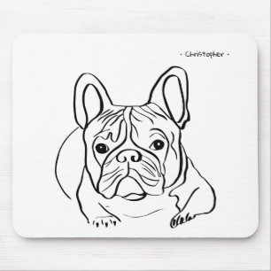 Tapis De Souris Panier de souris d'art de ligne Bulldog personnali