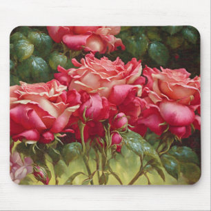 Tapis De Souris Panier de souris d'art Whimsical de Roses rouges