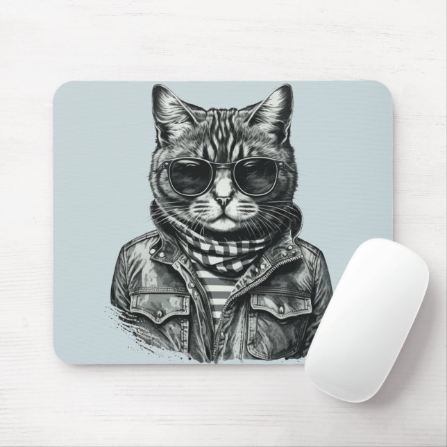Tapis De Souris Panier de souris de chat cool (Avec souris)