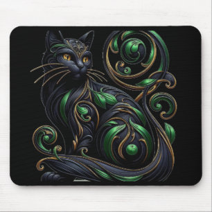 Tapis De Souris Panier de souris de chat noir Art nouveau