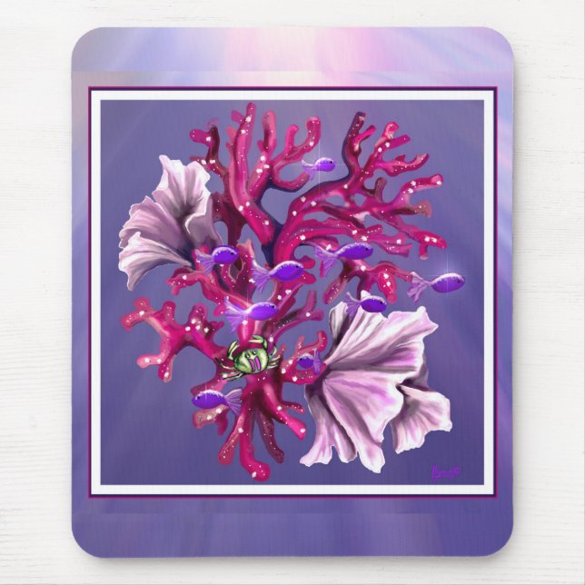 Tapis De Souris Panier de souris de sirène d'océan violet (Devant)