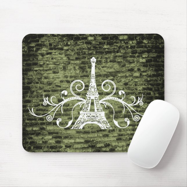 Tapis De Souris Panier de souris Green Eiffel Tower (Avec souris)