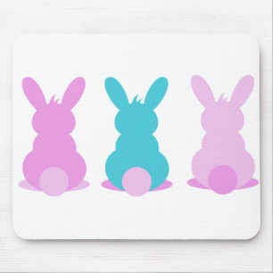 Tapis De Souris Panier de souris lapin adorable en couleurs pastel