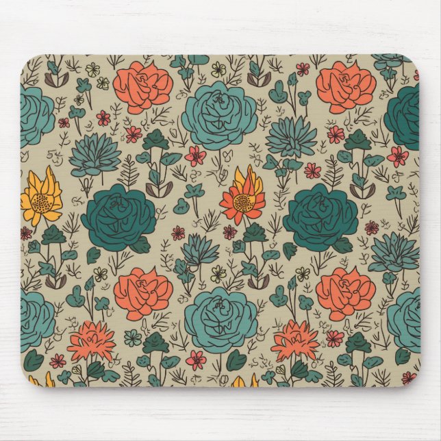 Tapis De Souris Panier de souris Motif à fleurs rétros (Devant)