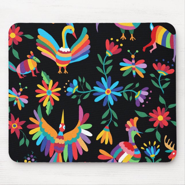 Tapis De Souris Panier de souris Otomi noir (Devant)