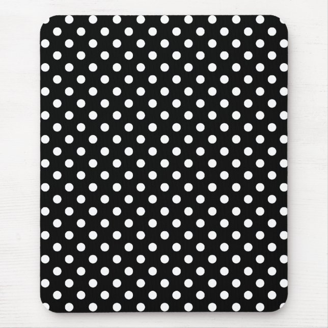 Tapis De Souris Panier de souris Pois noir et blanc (Devant)