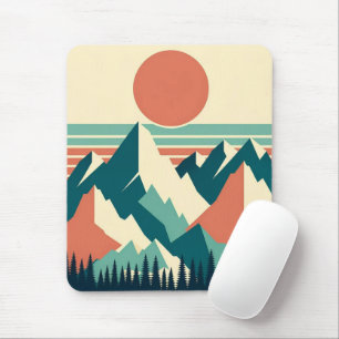 Tapis De Souris Panier de souris rétro Sunset Mountain Peaks