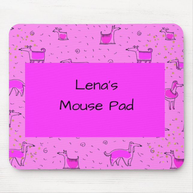 Tapis De Souris Panier de souris rose chaud avec des chiens comiqu (Devant)