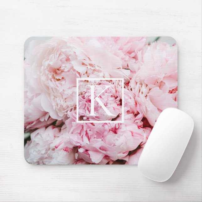 Tapis De Souris Panier de souris rose floral moderne (Avec souris)