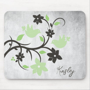 Tapis De Souris Panier de souris vert Lovebirds personnalisé