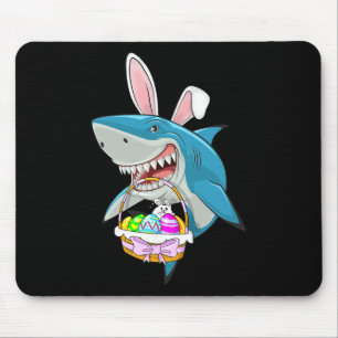Tapis De Souris Panier d'œufs de lapin de Pâques de requin drôle g
