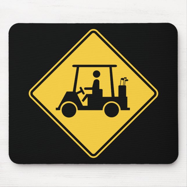 Tapis De Souris Panneau d'avertissement de chariot de golf (Devant)
