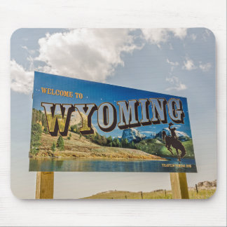 Tapis De Souris Panneau de bienvenue au Wyoming - Frontières d'Éta