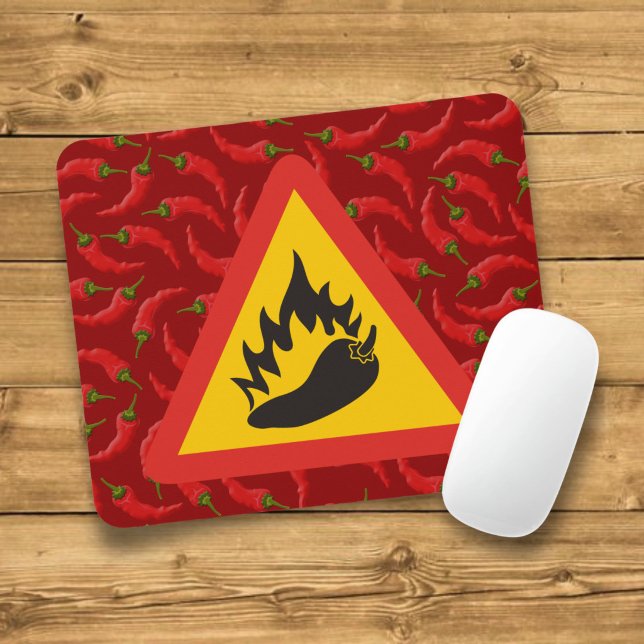 Tapis De Souris Panneau de danger de piment chaud (Créateur téléchargé)